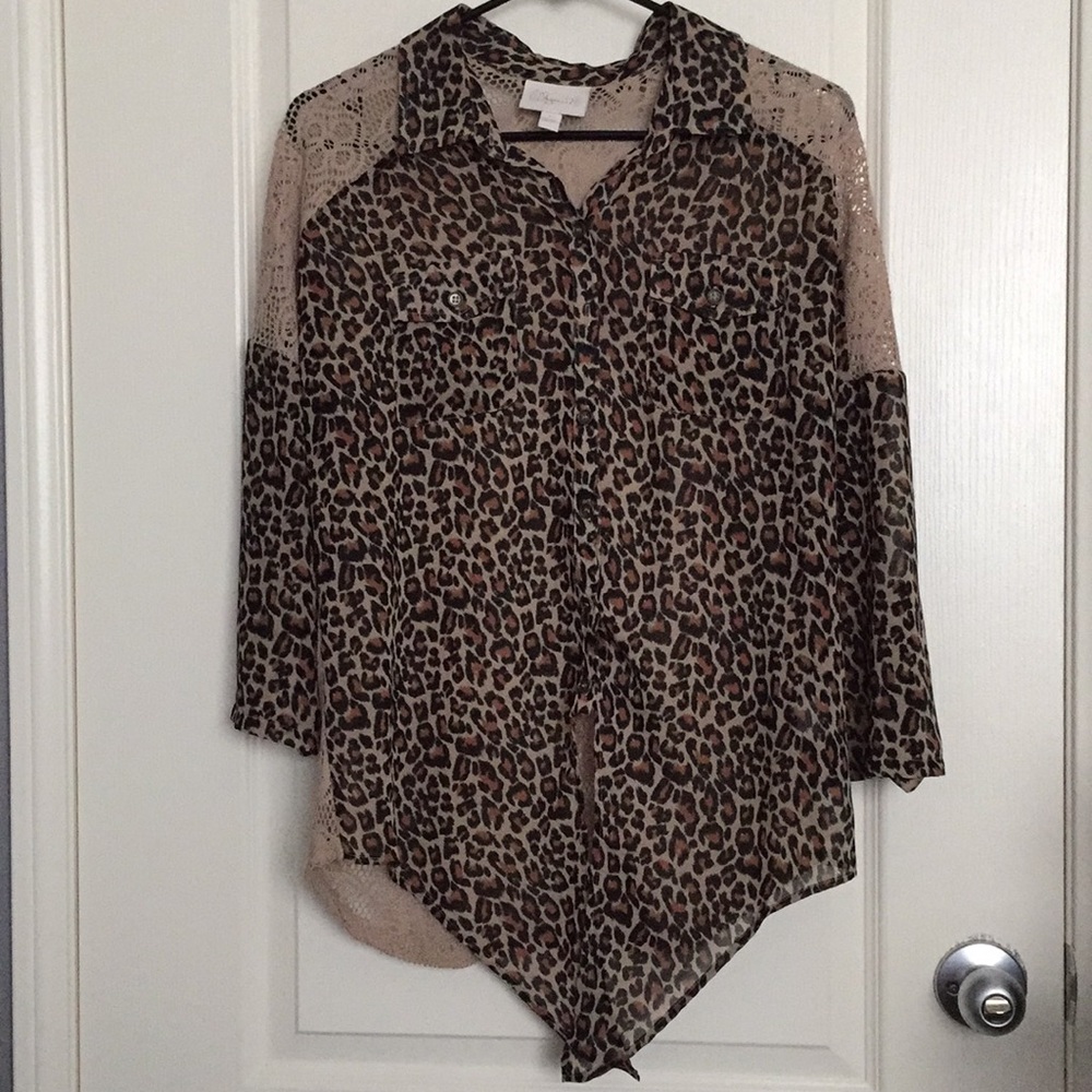 Leopard print and lace blouse.